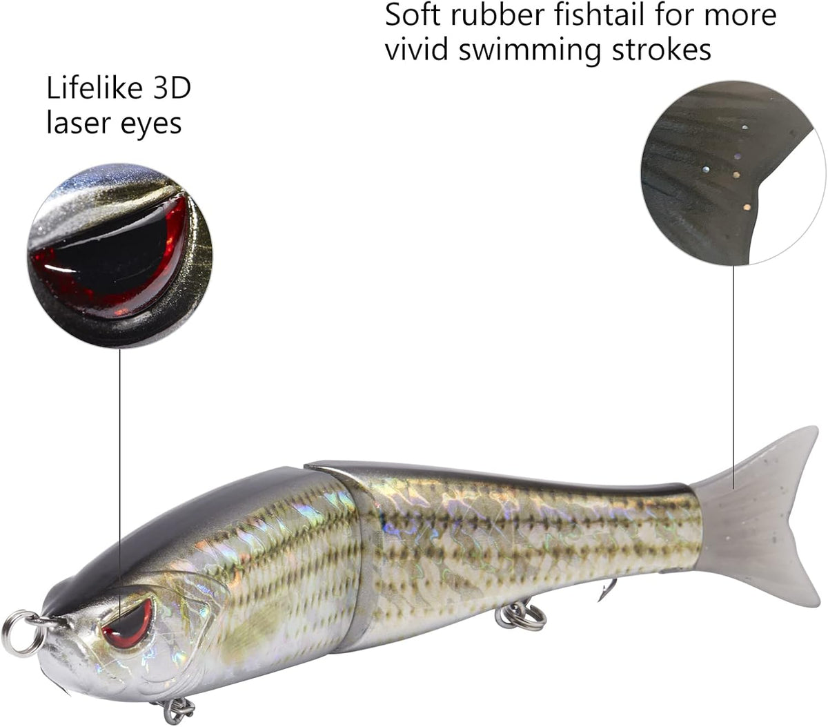 BASSDASH SwimShad Jointed Glide Baits — 3-Pack, 4.5 in — detail 6