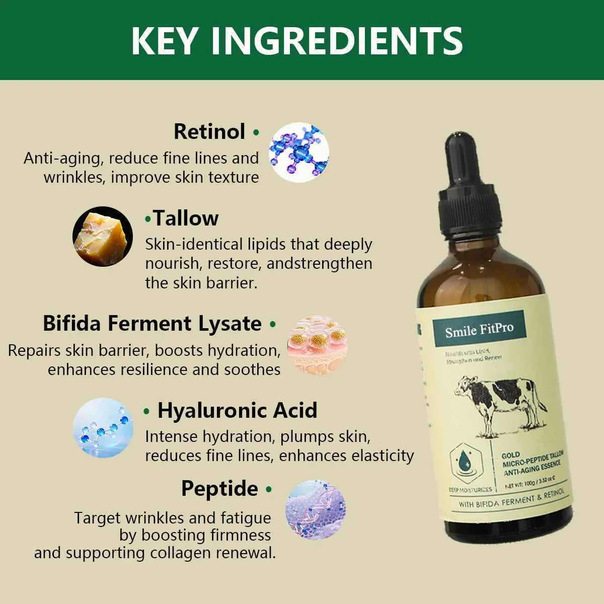 🔥LAST DAY Buy 1 Get 1 Free🔥Golden Micro-Peptide Tallow Serum-Gentle Anti-Aging for Sensitive Skin