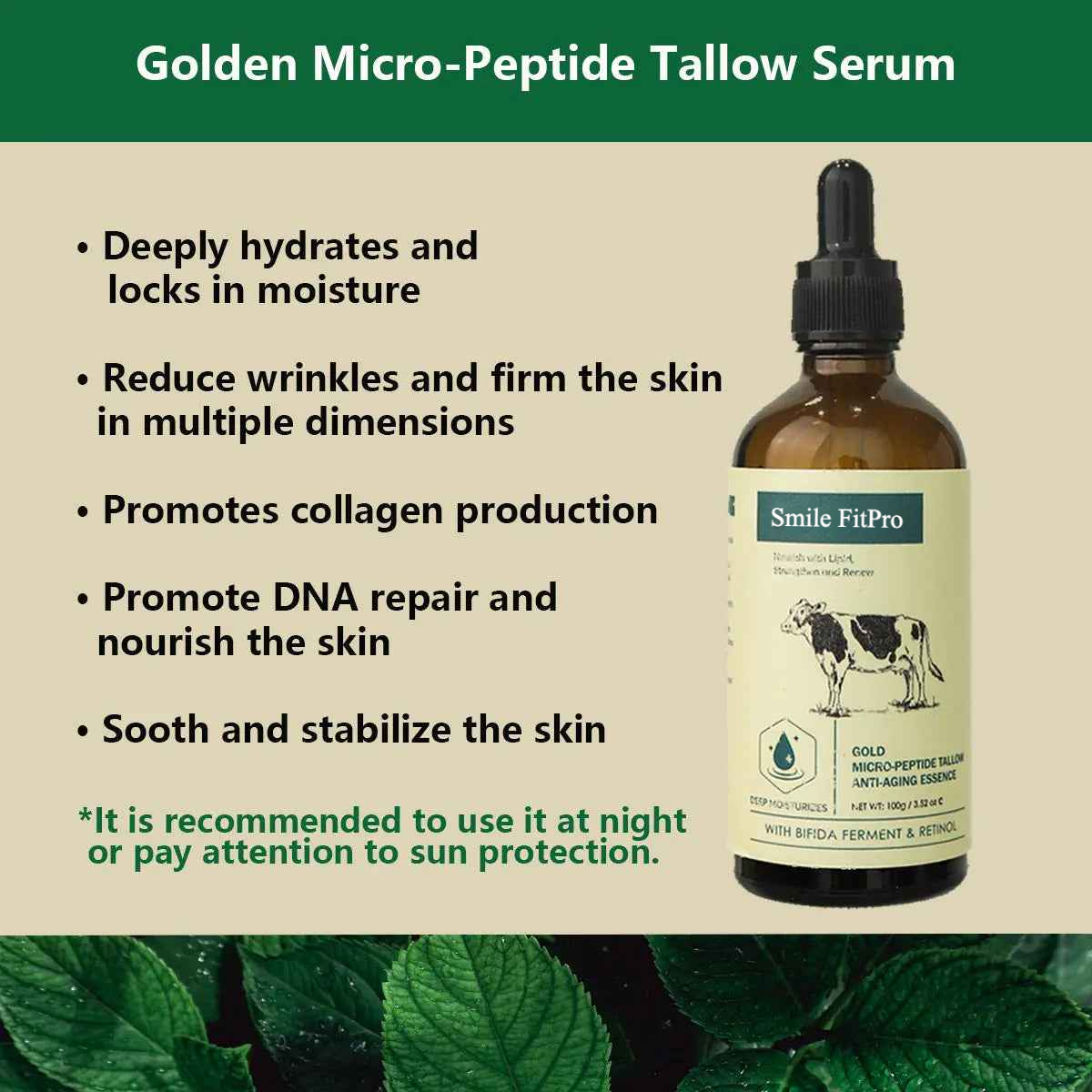🔥LAST DAY Buy 1 Get 1 Free🔥Golden Micro-Peptide Tallow Serum-Gentle Anti-Aging for Sensitive Skin