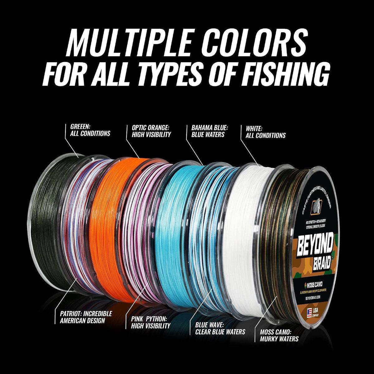 Beyond Braid Moss Camo Braided Fishing Line — 20 lb, 300 Yards — detail 1