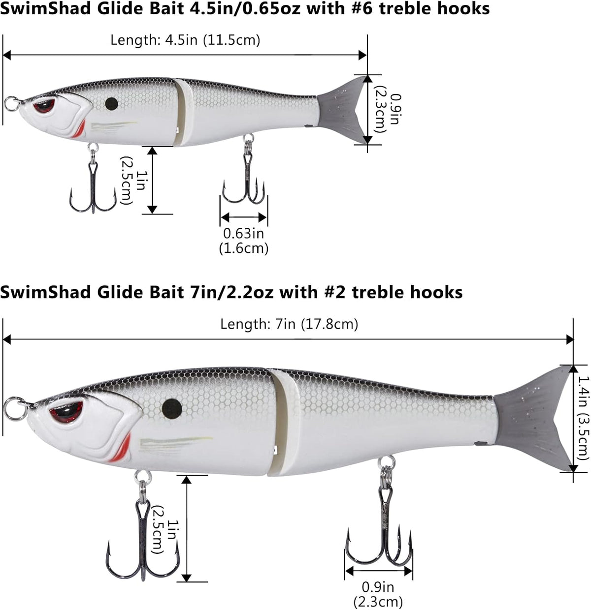 BASSDASH SwimShad Jointed Glide Baits — 3-Pack, 4.5 in — detail 4
