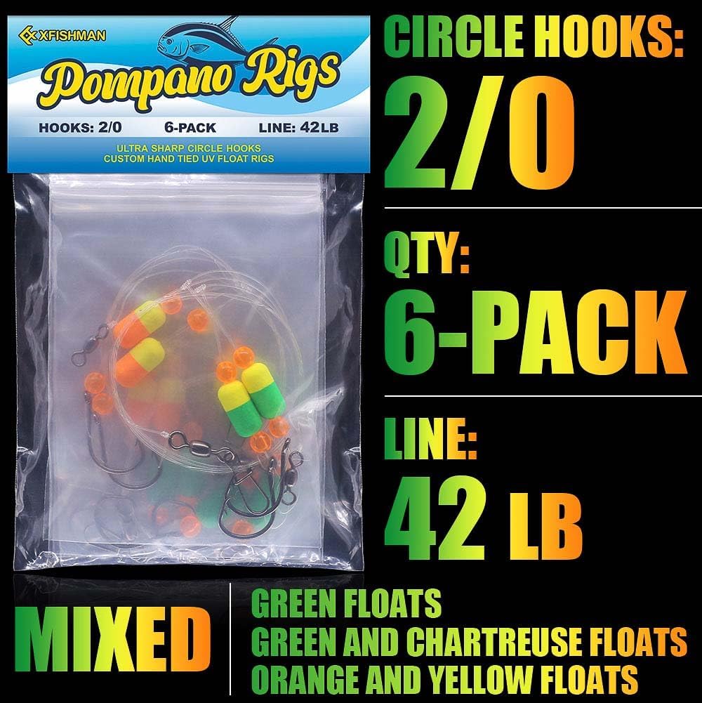 XFISHMAN Pompano Surf Fishing Rigs — 6-Pack, 2/0 Circle Hooks — detail 6