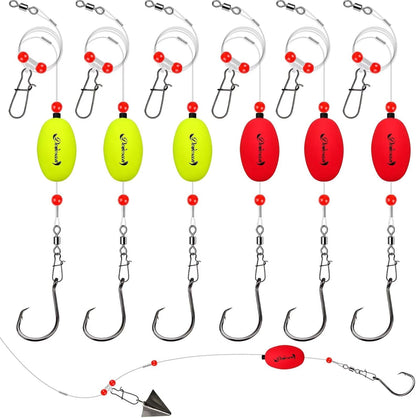 Dovesun Fish Finder Float Rigs — 6-Pack, 5/0 Circle Hooks — product image