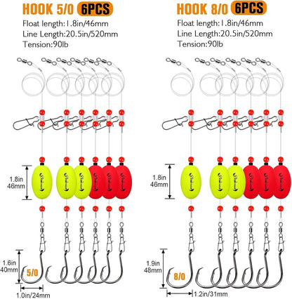 Dovesun Fish Finder Float Rigs — 6-Pack, 5/0 Circle Hooks — detail 5