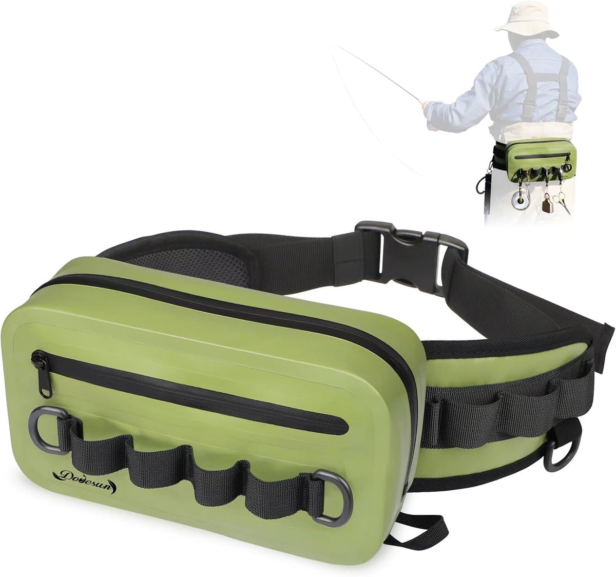 Dovesun Waterproof Fishing Waist Pack — 3.3 L, Green — product image