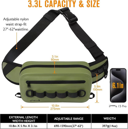 Dovesun Waterproof Fishing Waist Pack — 3.3 L, Green — detail 4