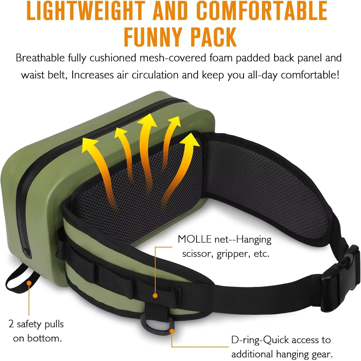 Dovesun Waterproof Fishing Waist Pack — 3.3 L, Green — detail 5
